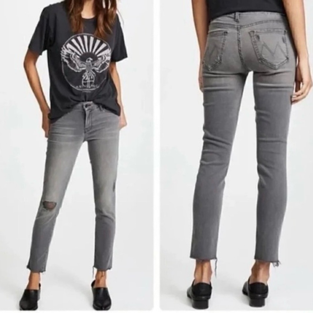 Mother -women’s The Looker Ankle Fray jeans gray wash Denim pants mid rise SZ 29